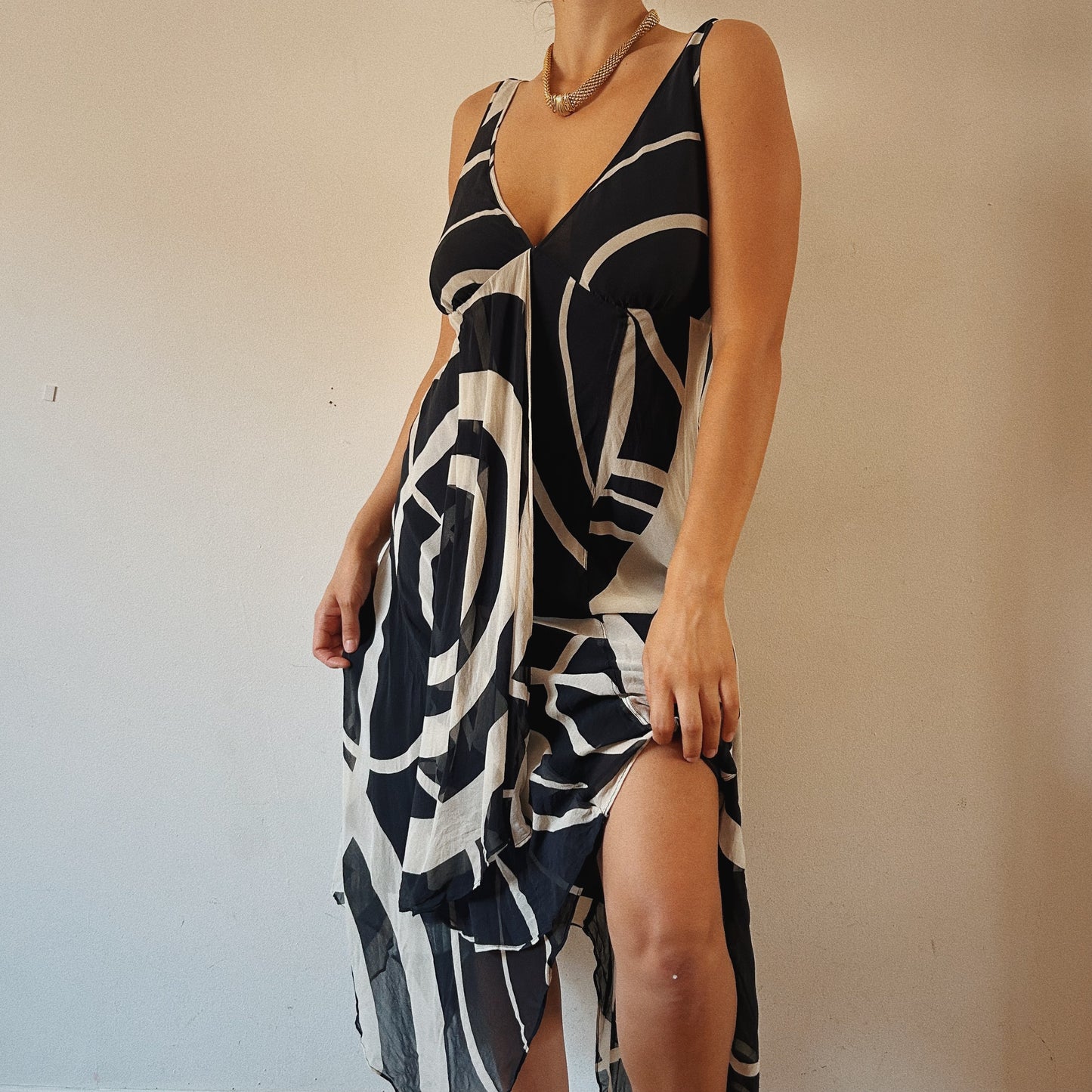 Silk Flowy Asymmetrical Dress