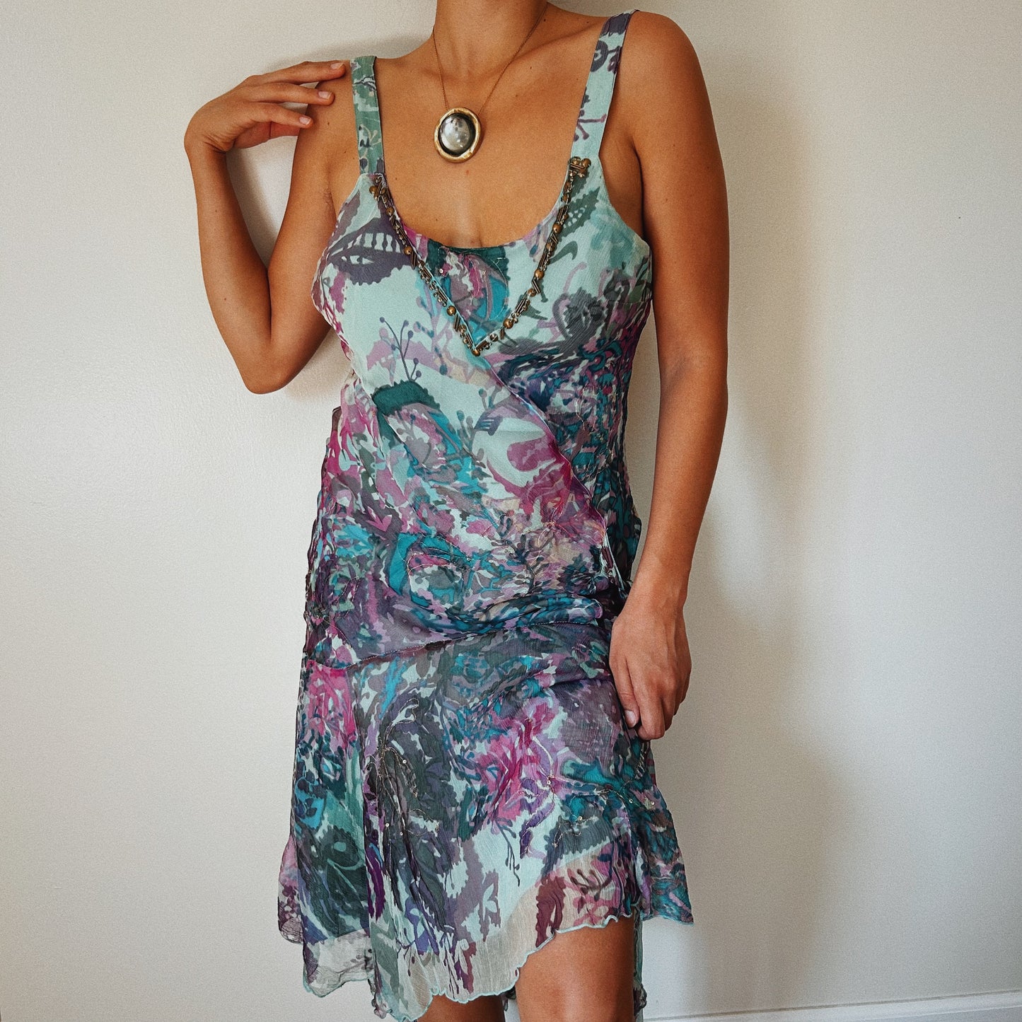 Mermaid Derhy Dress With Beaded Neckline