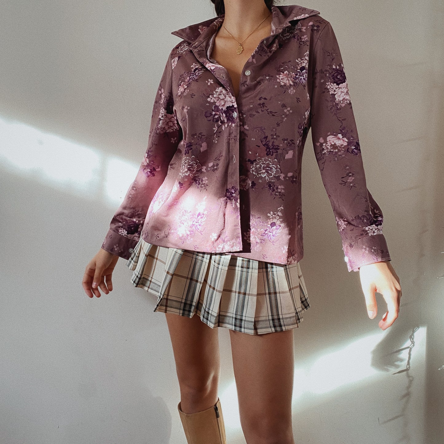 Floral Vintage Purple Blouse