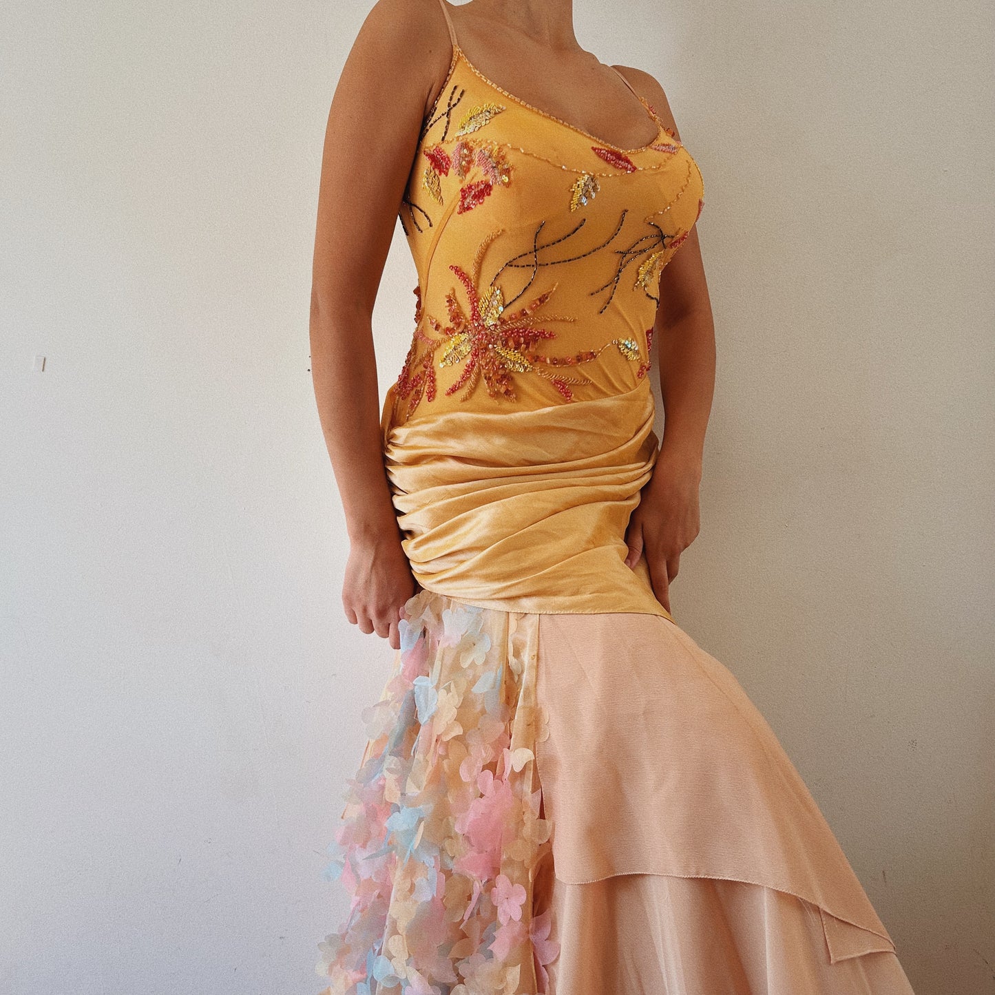 Whimsical Golden Beaded Princess Dress