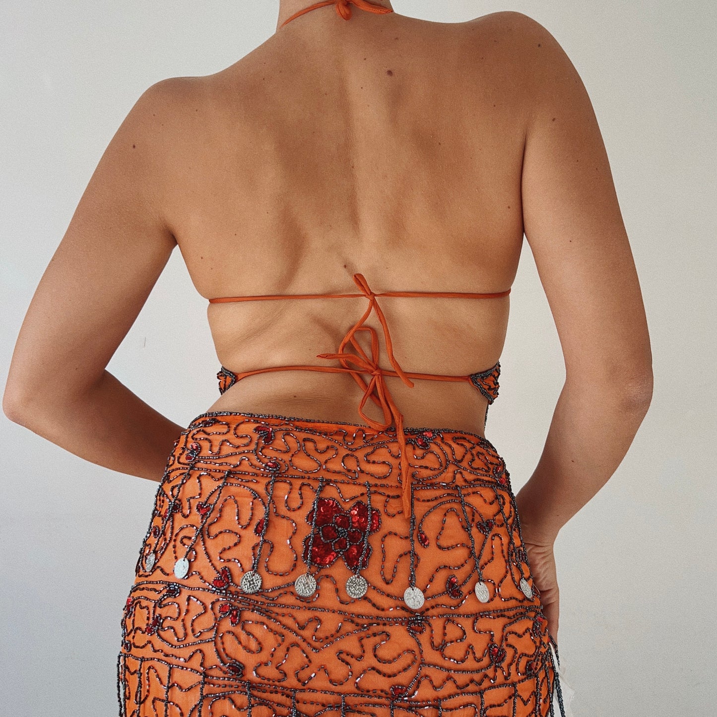 Butterfly Orange Beaded