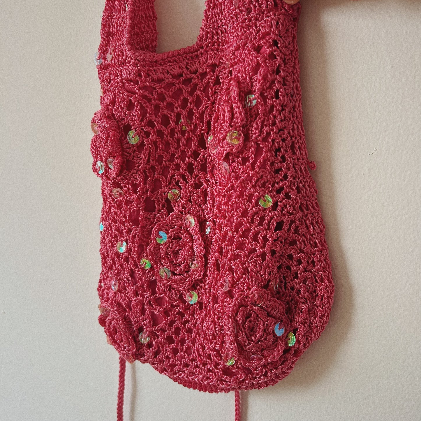 Hot Pink Crochet Rose Bag