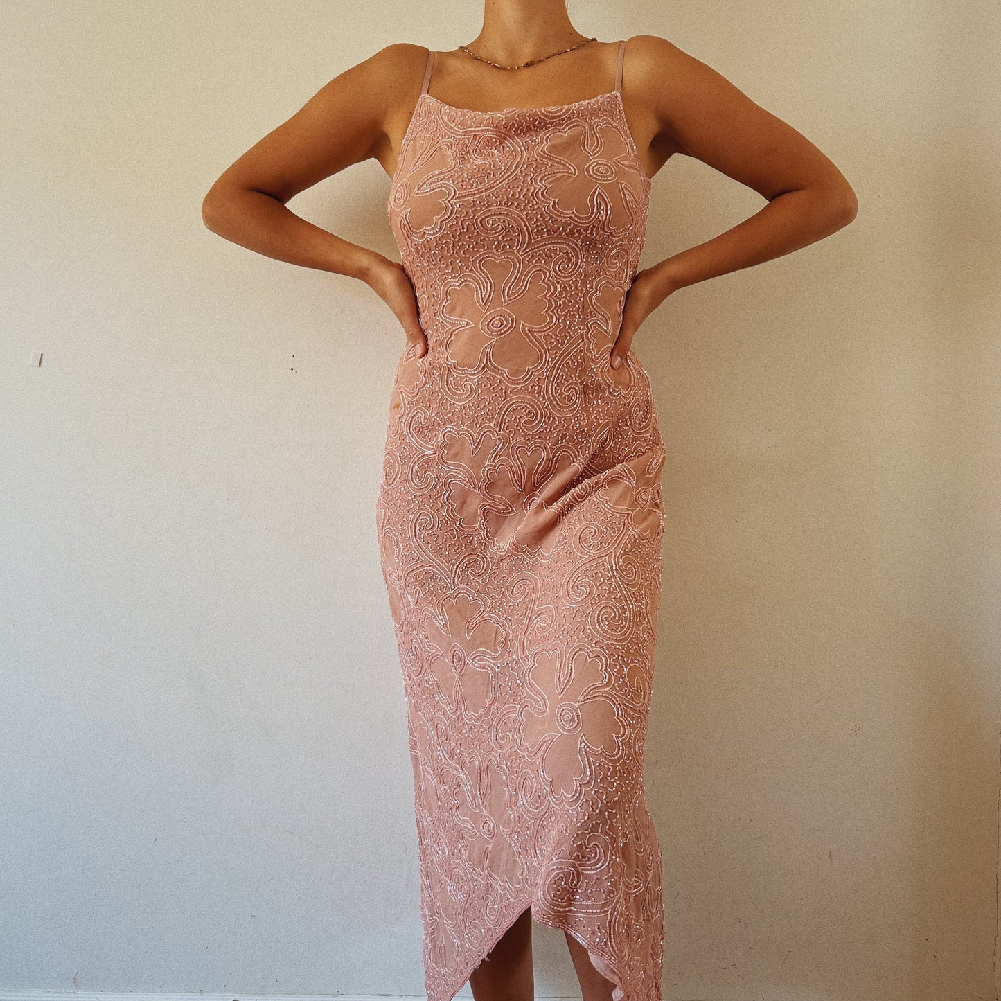 Beaded Light Pink Summer Dress