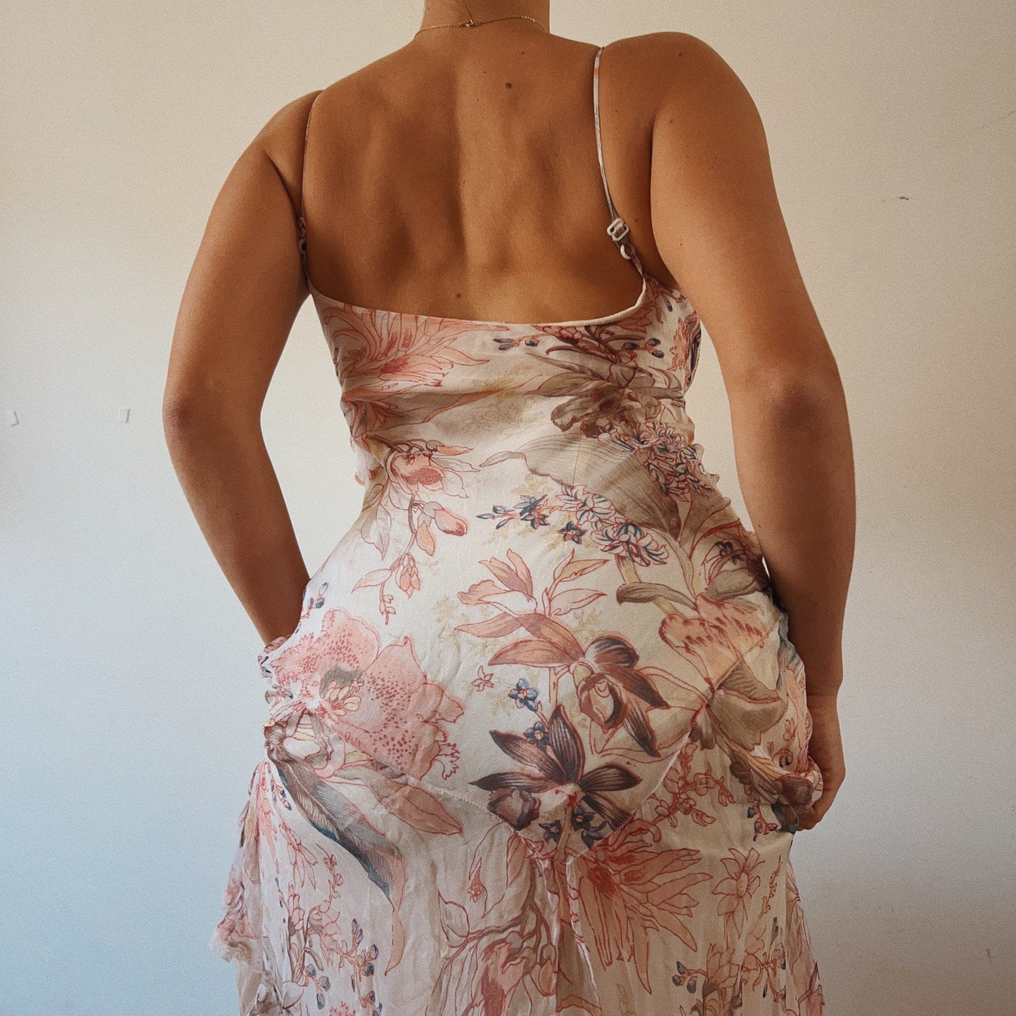 Soft Floral Asymmetrical Maxi Dress