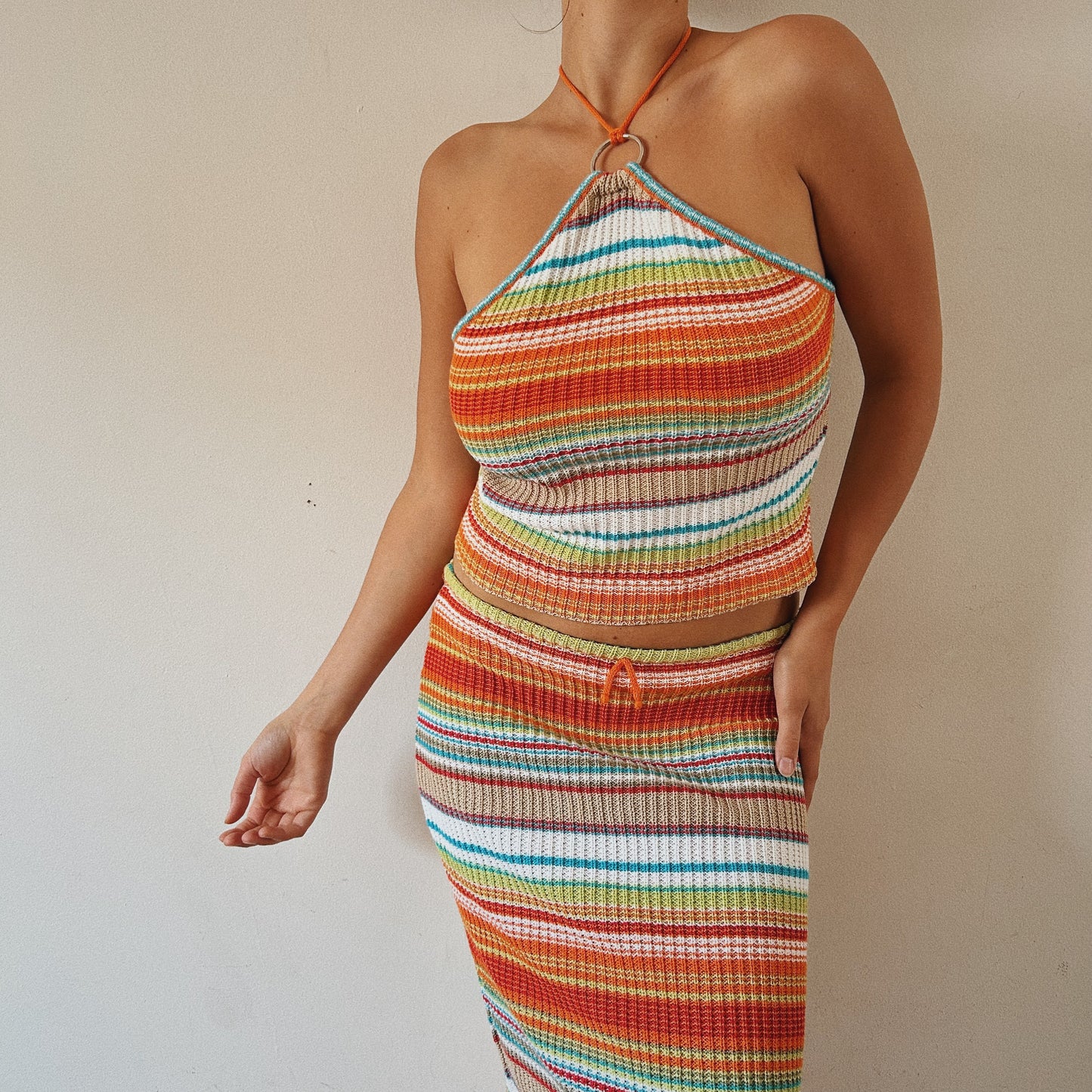 Colorful Stripped Knitted Italian Set