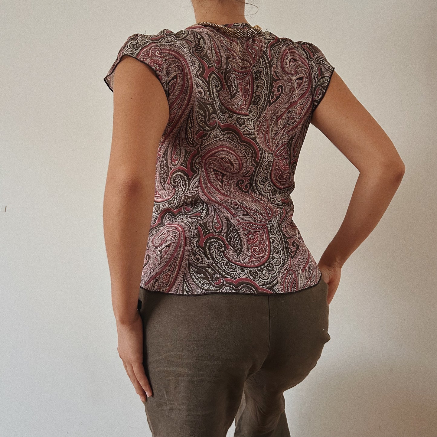 Y2K Paisley Mesh Top