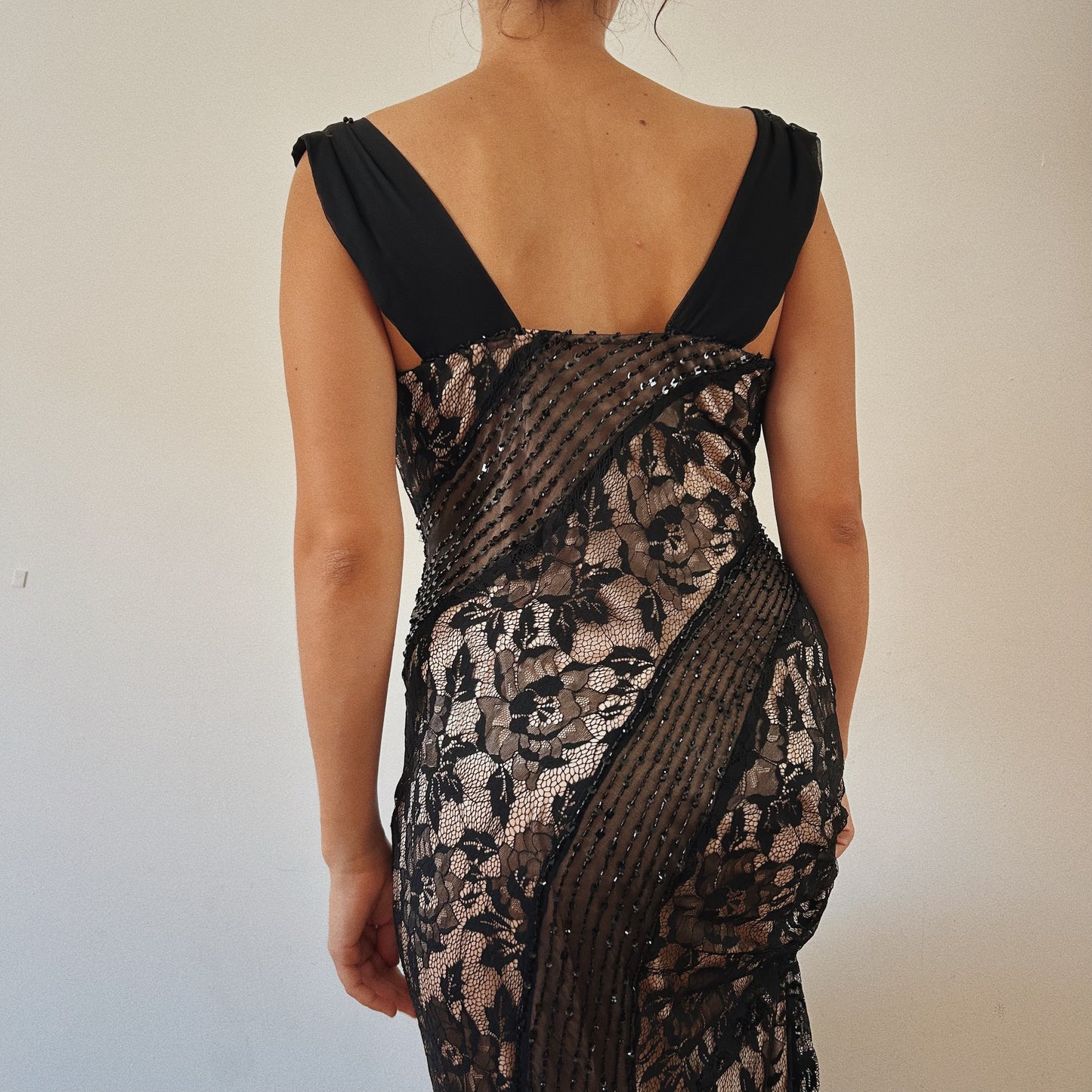 Black Beaded Maxi Gown