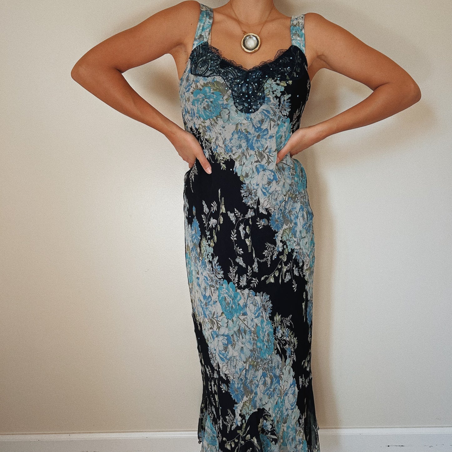 Silk Beaded Floral Dress
