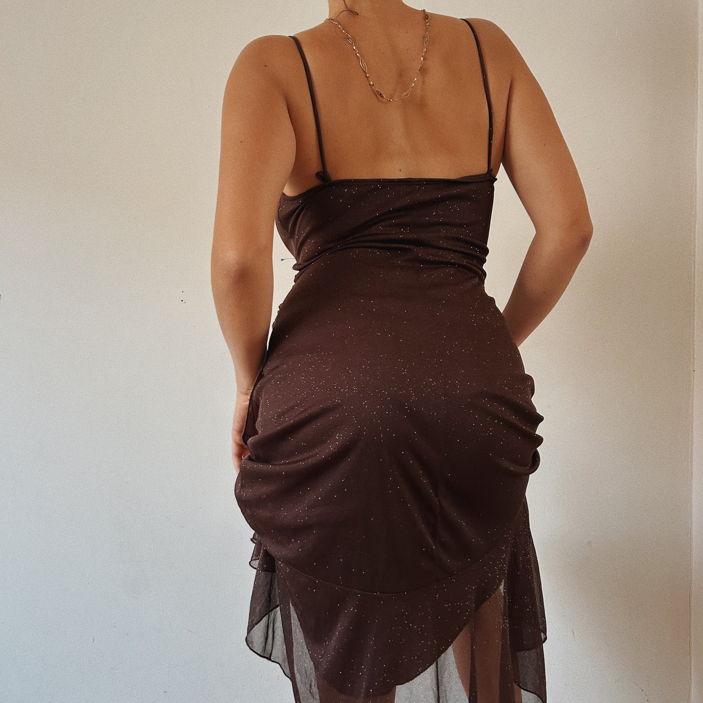 Vintage Brown Shimmery Layered Fairy Dress