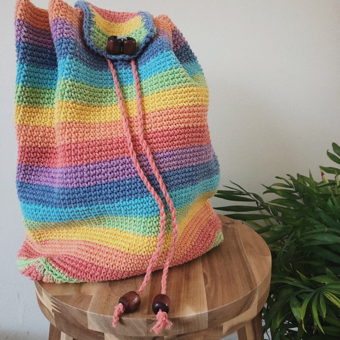 Handmade Crochet Rainbow Backpack