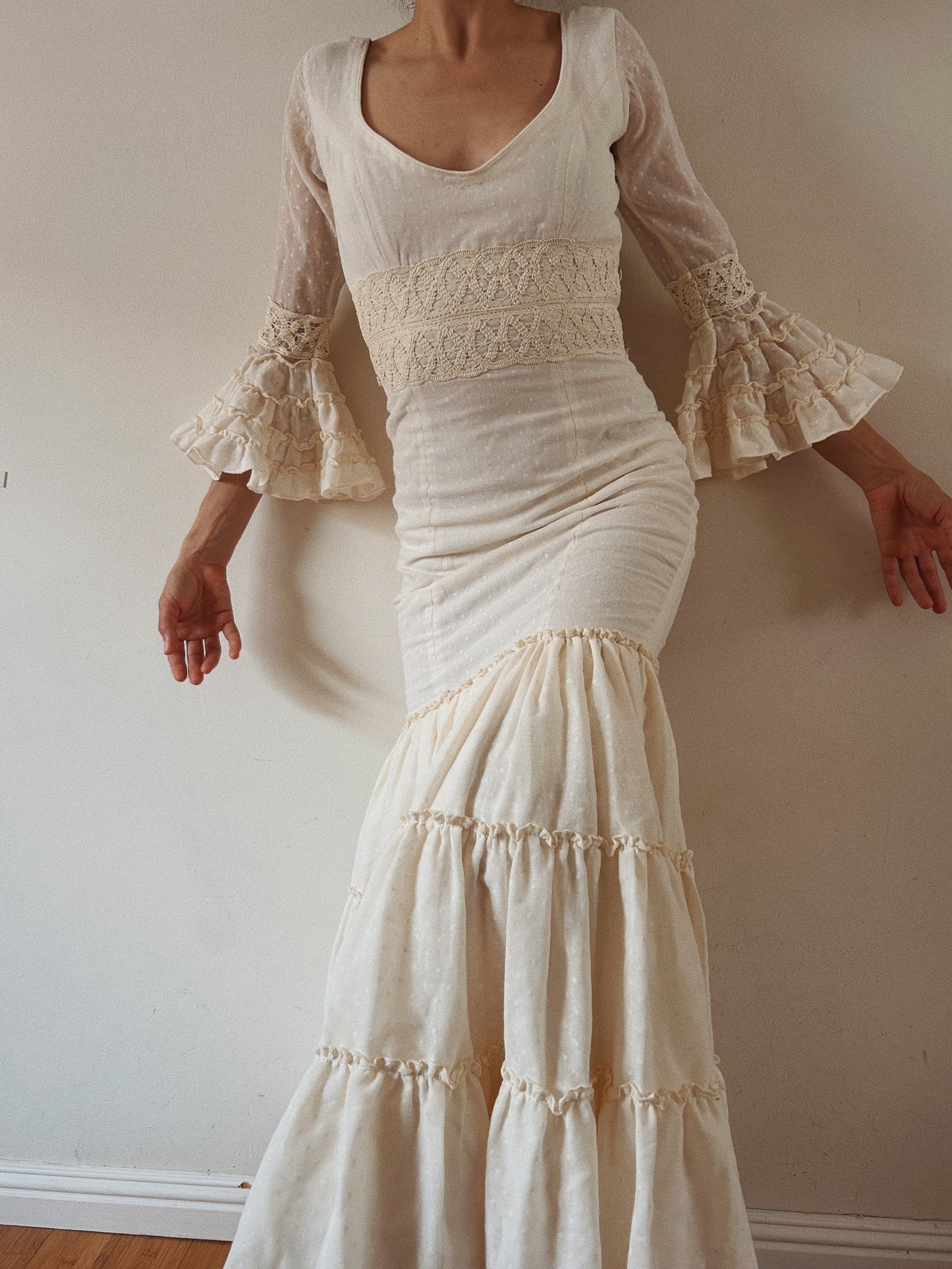 Ruffled Cream Bridal Gown