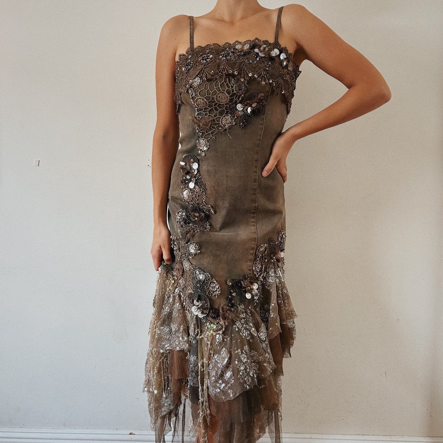 Fairy Grunge Denim Embellished Dress