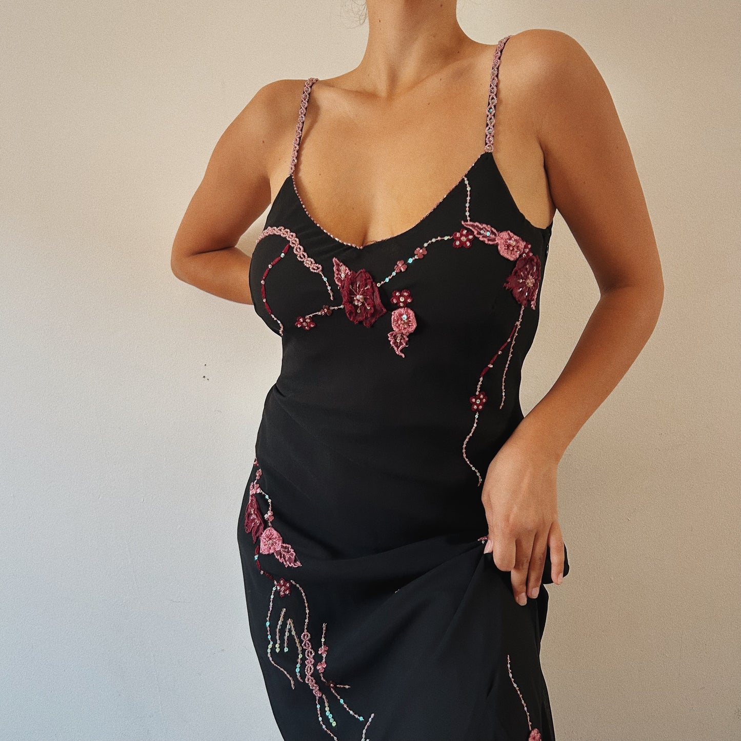 Maxi Black Beaded Dress