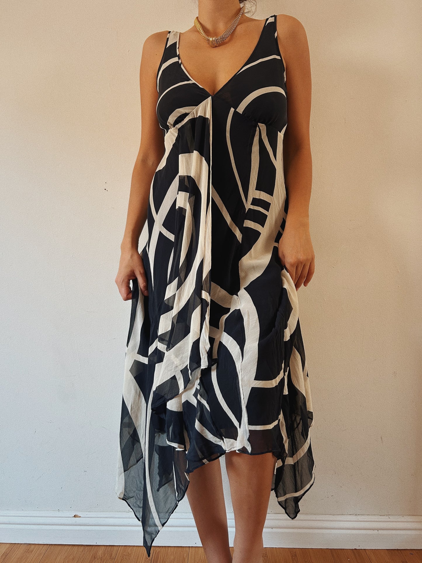Silk Flowy Asymmetrical Dress