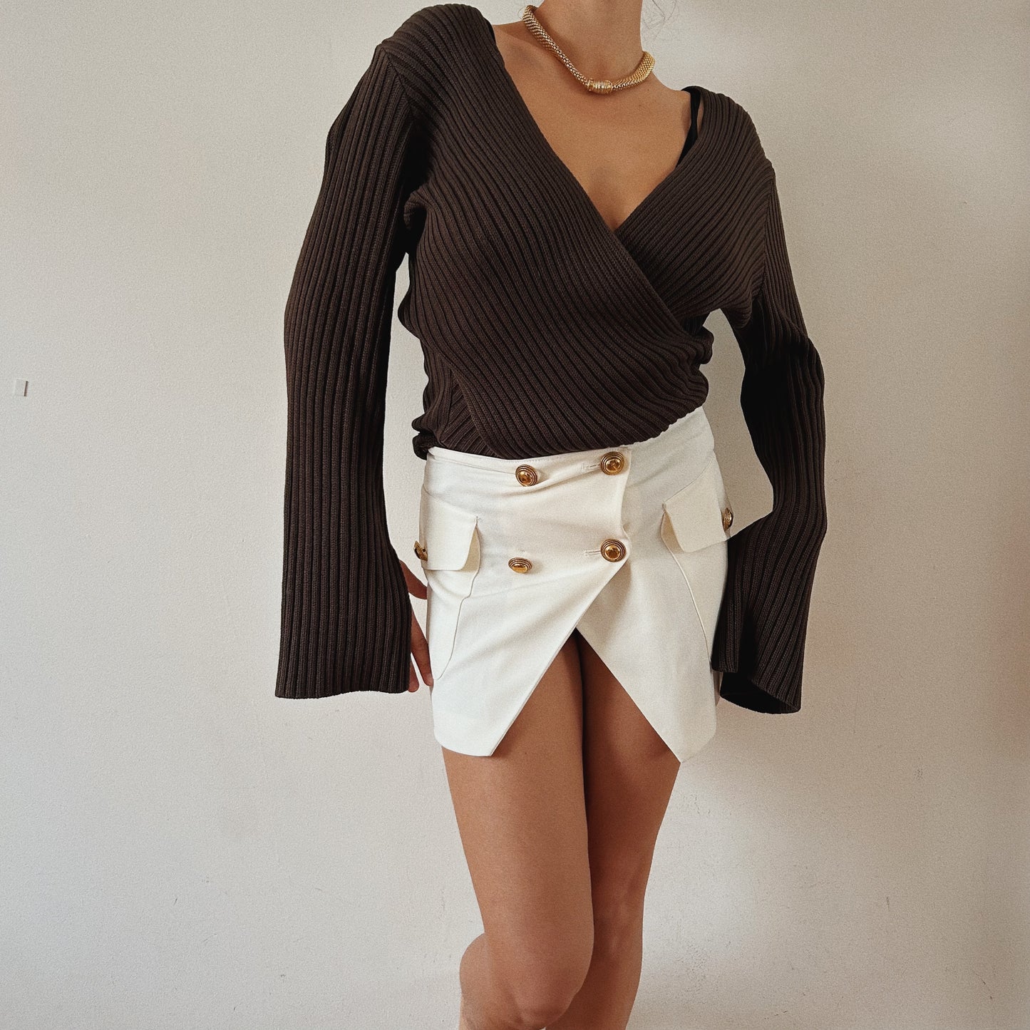 Mini Chic Skirt with Gold Buttons