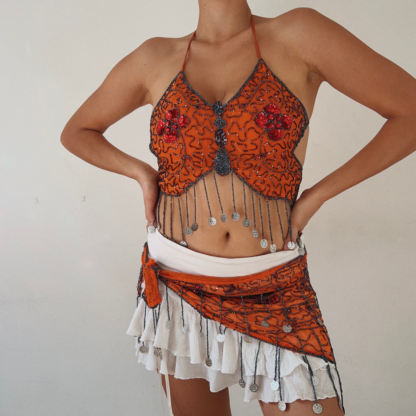 Butterfly Orange Beaded
