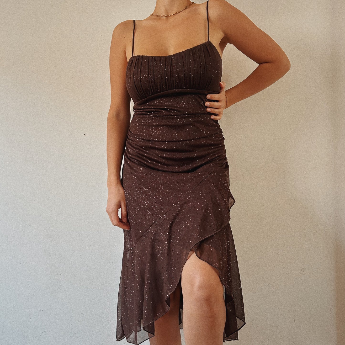 Vintage Brown Shimmery Layered Fairy Dress