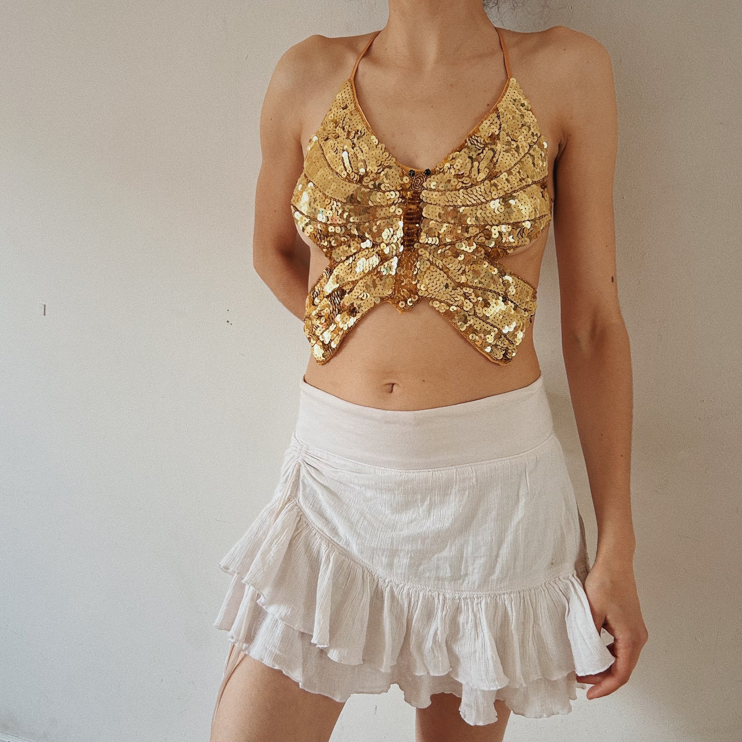 Golden Sequins Butterfly Top