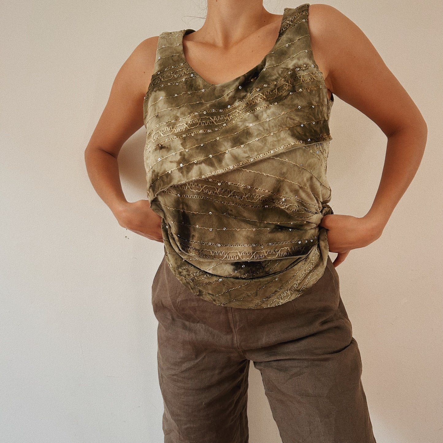 Tie Die Sequins Top