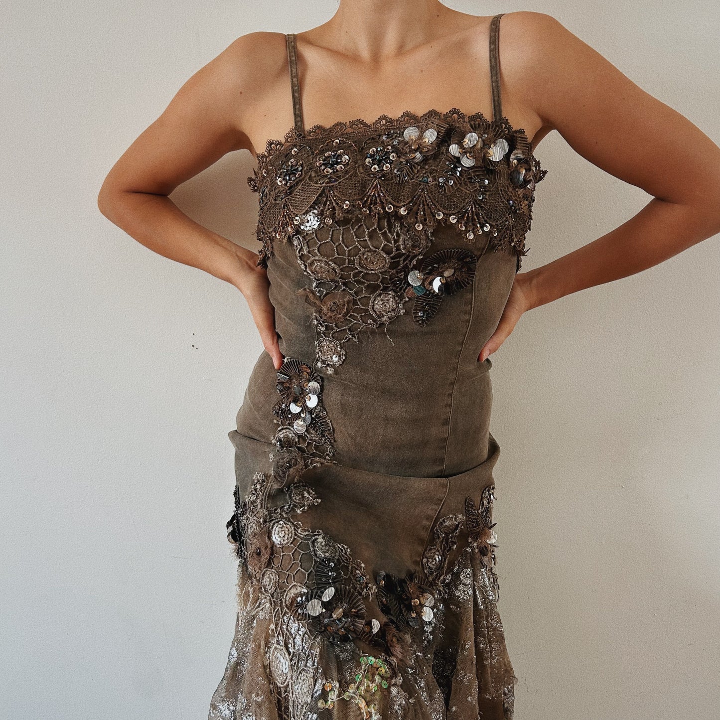 Fairy Grunge Denim Embellished Dress