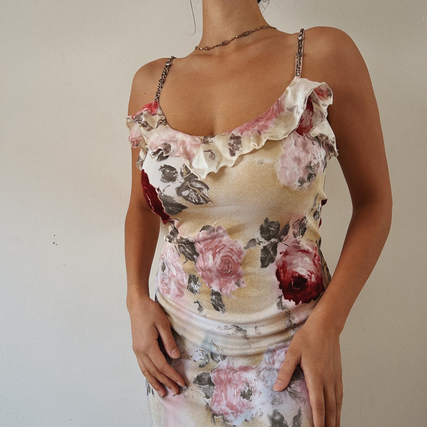 Italian Designer Silky Romantic Floral Dress