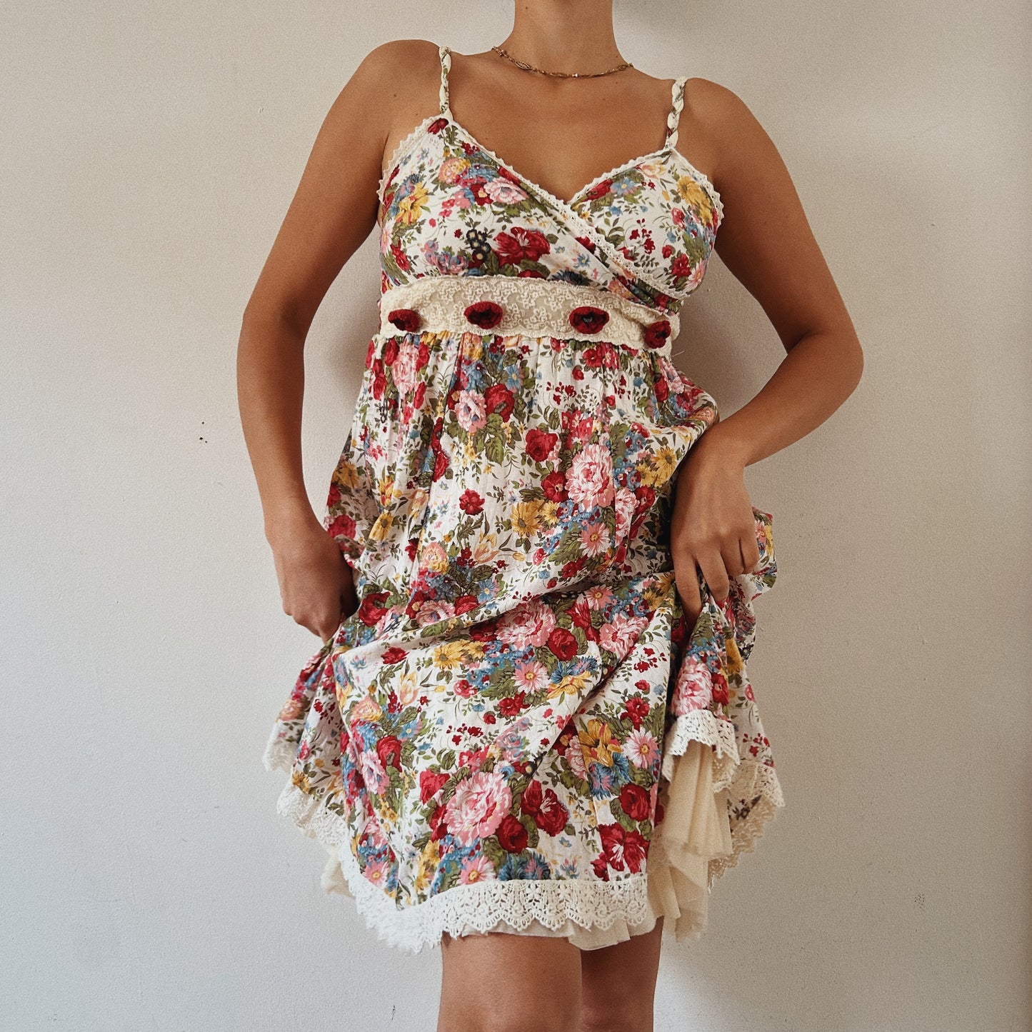 Vintage Floral Summer Mini Dress