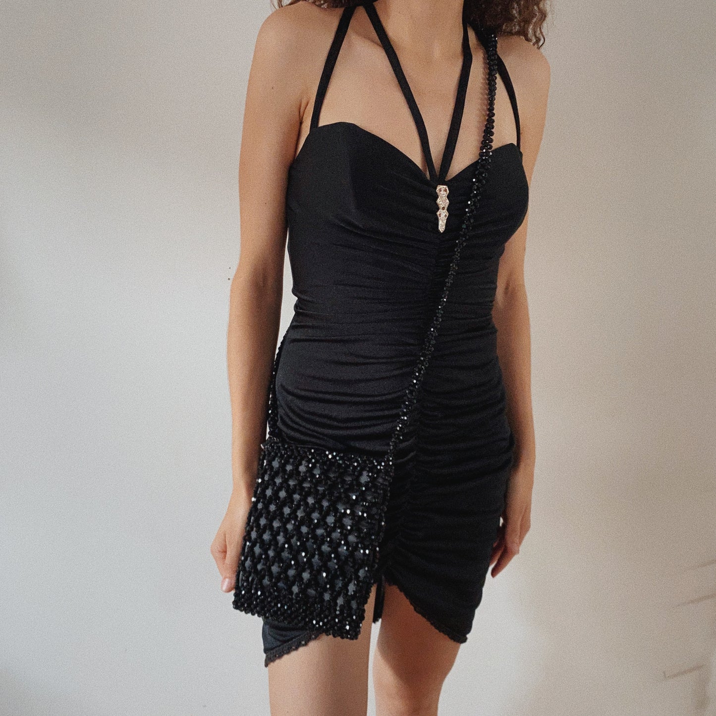 Beaded Black Mini Shimmery Bag