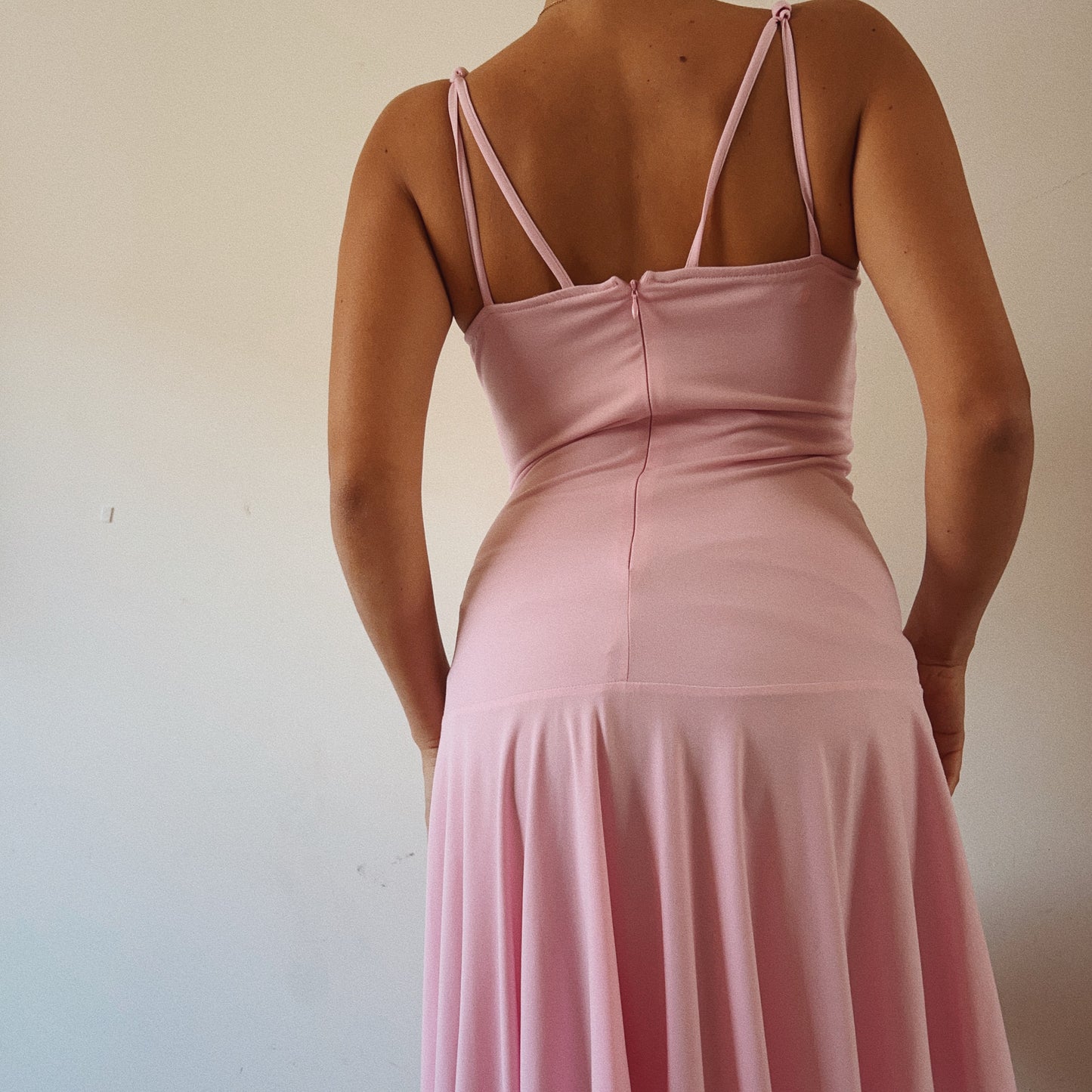 Italian Designer Asymmetrical Pink Butterflies Sequins Dress