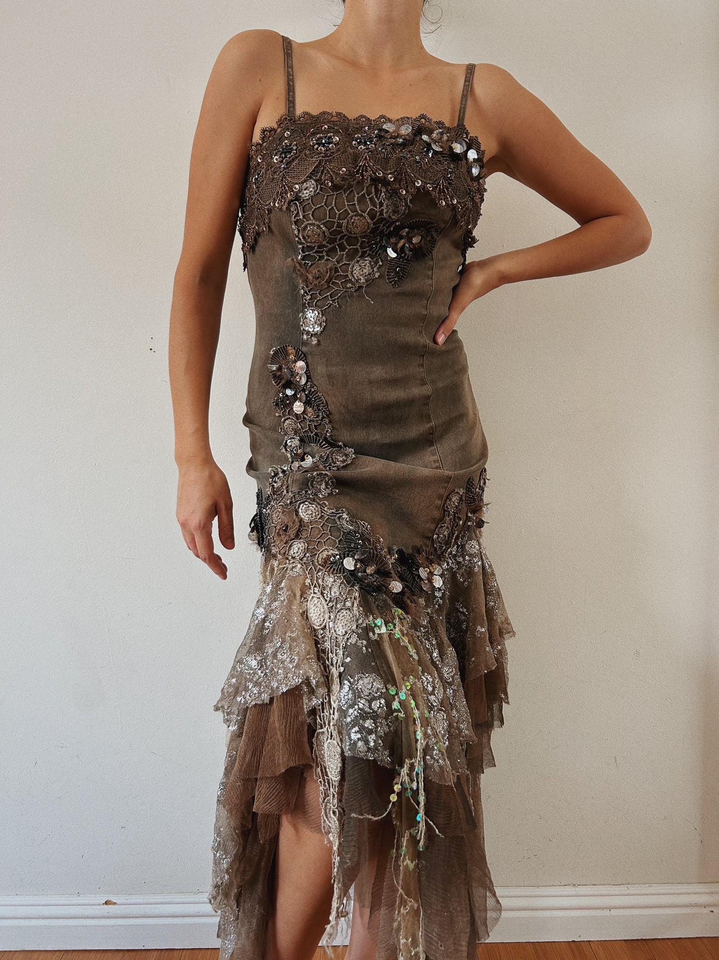 Fairy Grunge Denim Embellished Dress