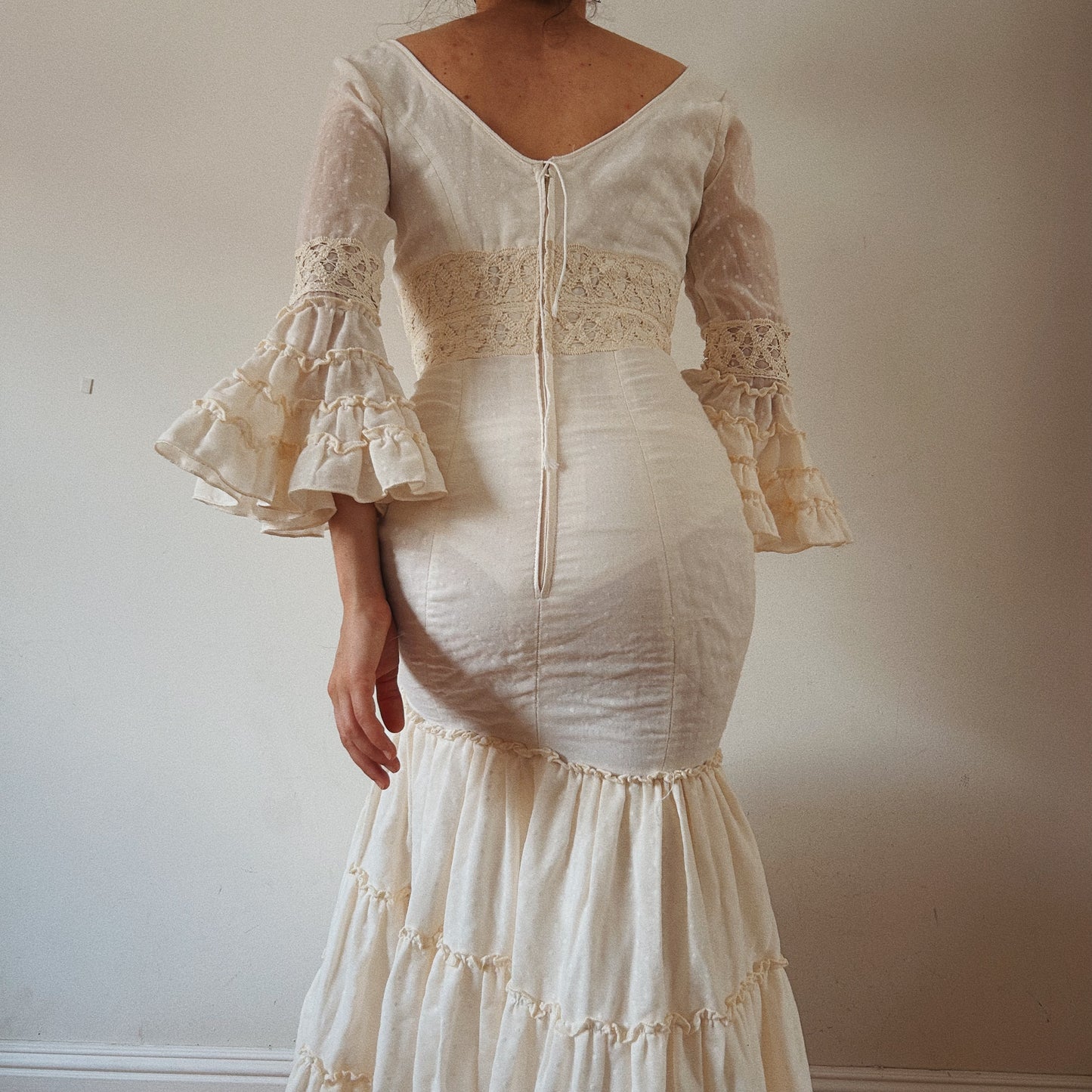 Ruffled Cream Bridal Gown