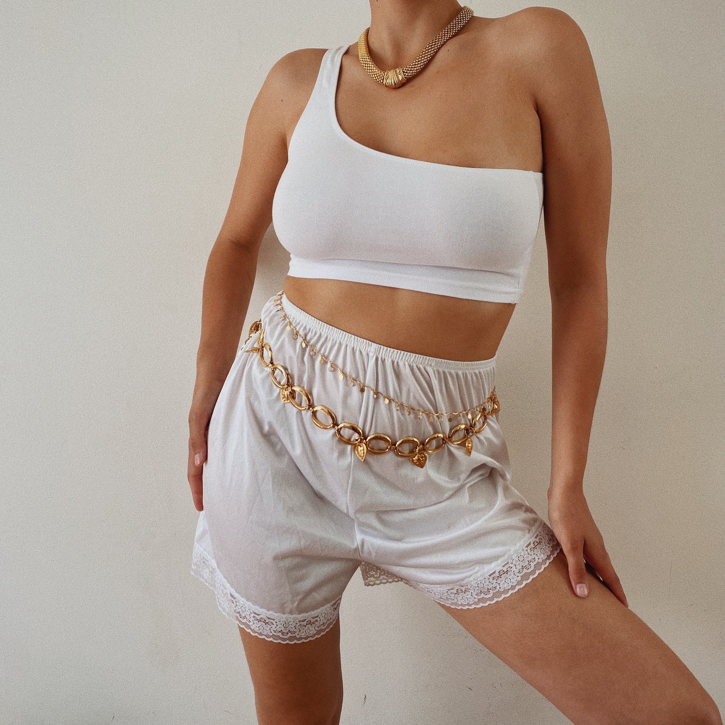 Vintage White Slip Shorts