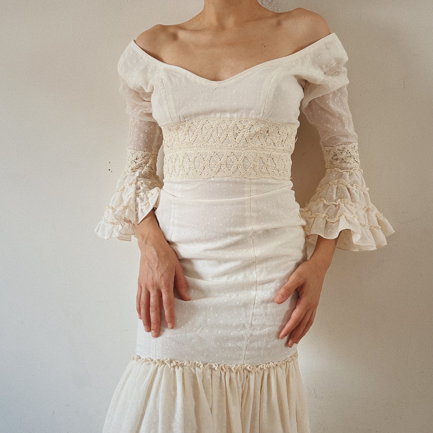Ruffled Cream Bridal Gown