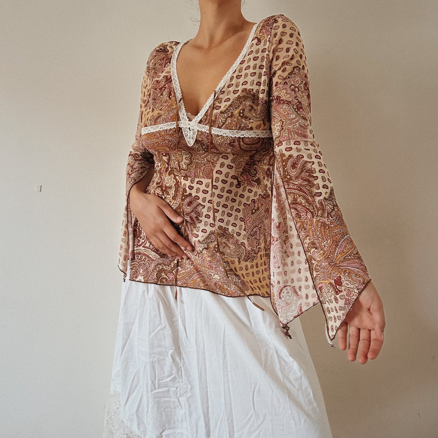 Bohemian Paisley Bell Sleeves Top
