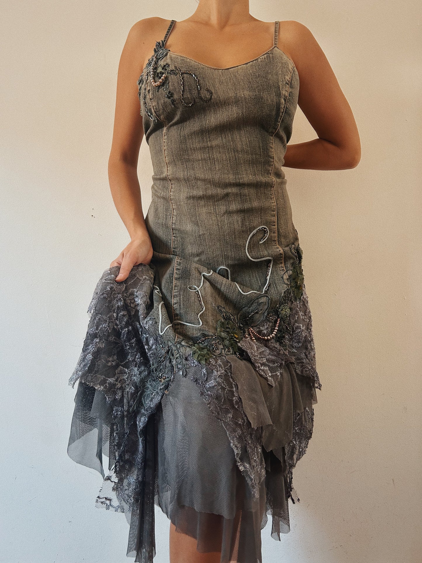 Fairy Denim Embellished Dress
