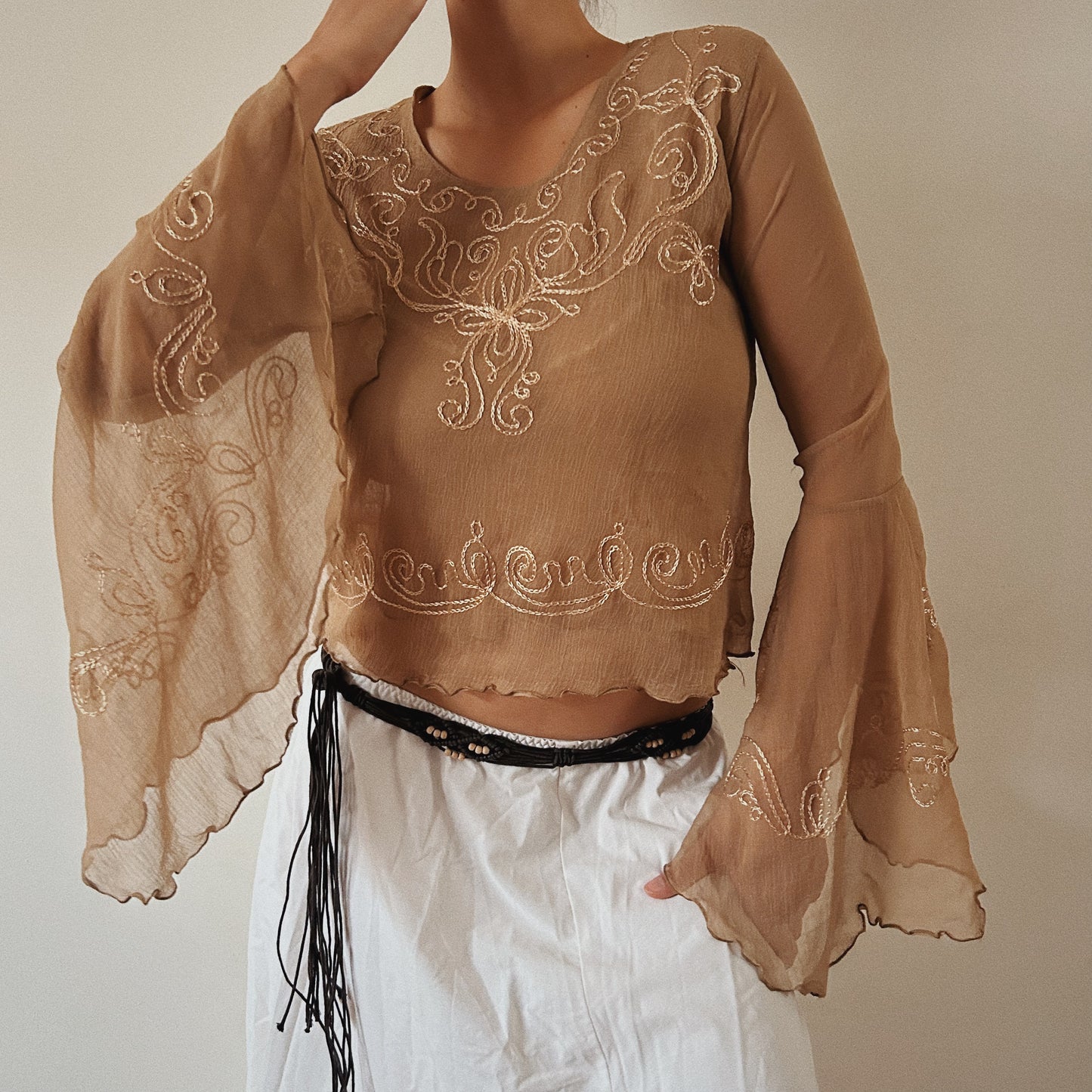 Bell Sleeves Mesh Top
