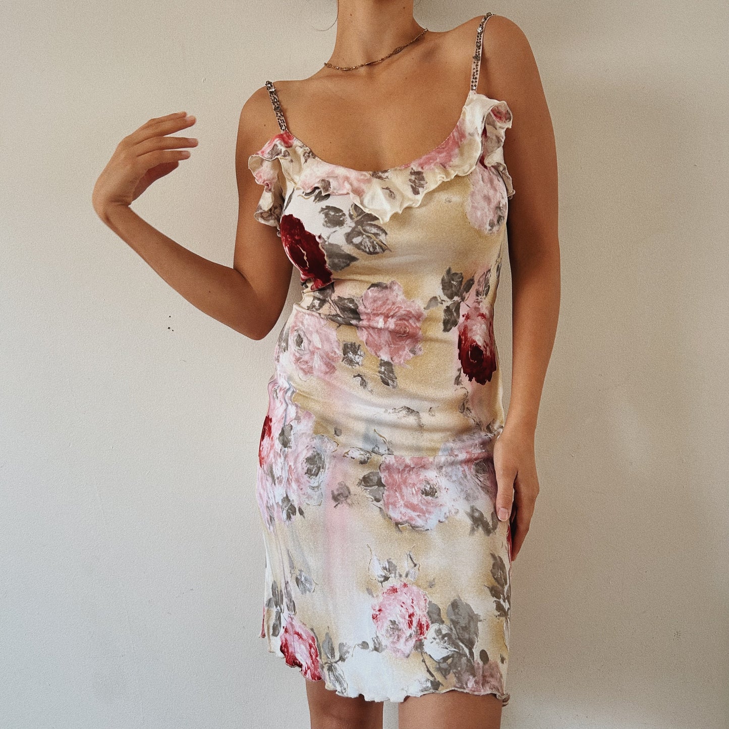 Italian Designer Silky Romantic Floral Dress