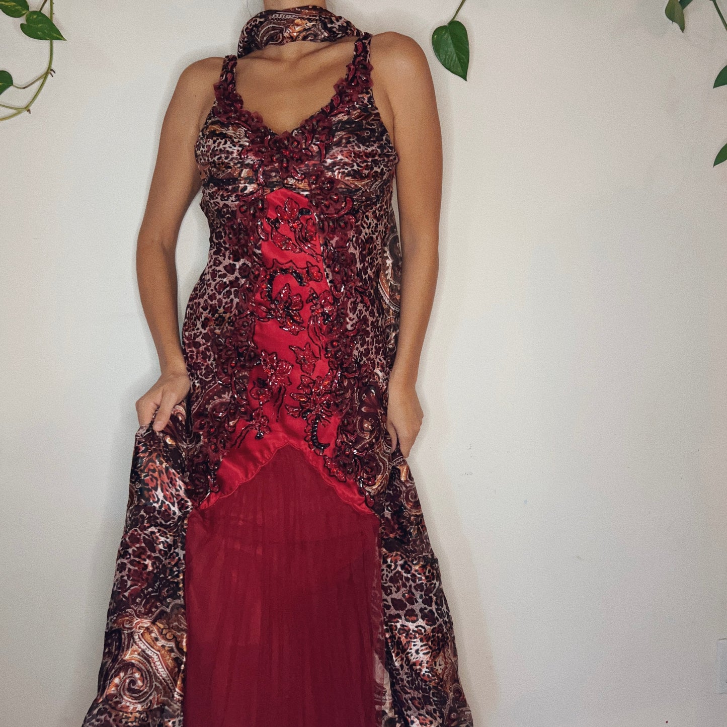 Animal Print Embellished Gown