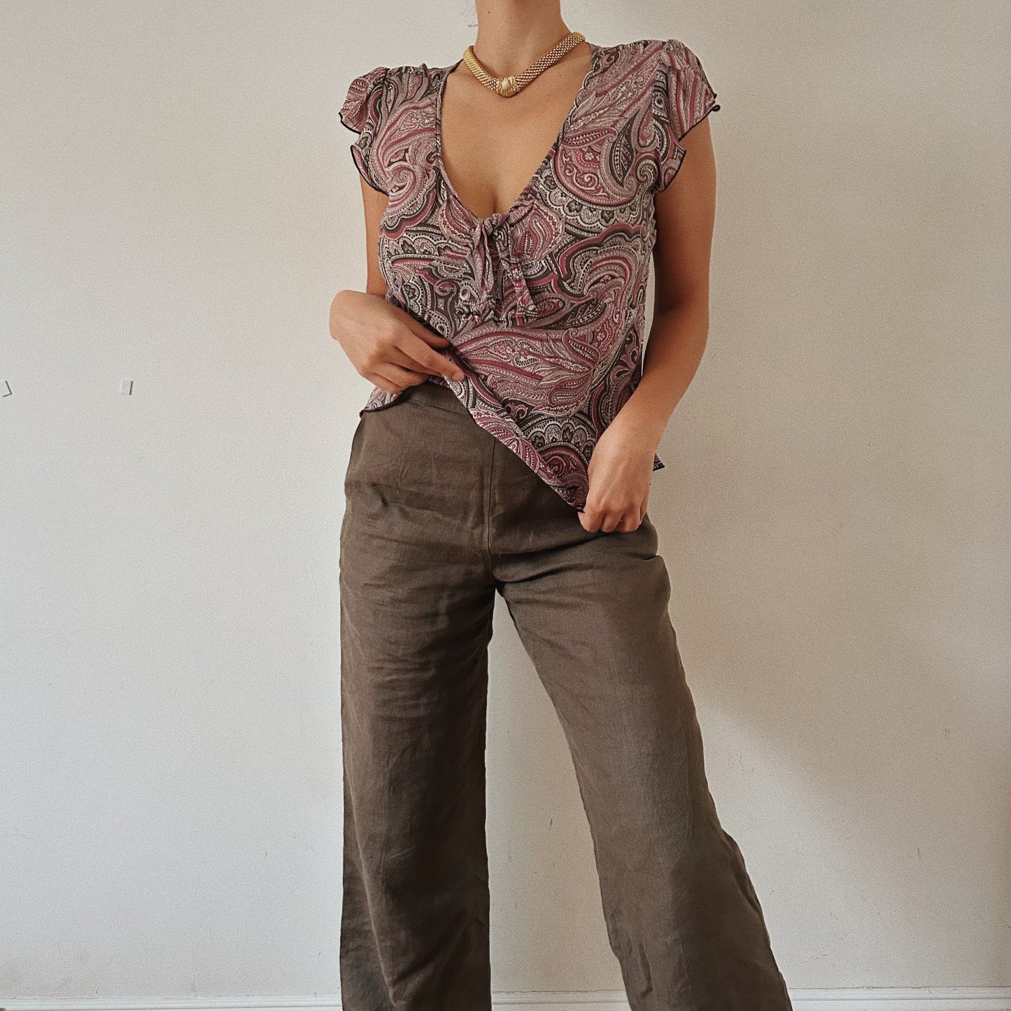 Y2K Paisley Mesh Top