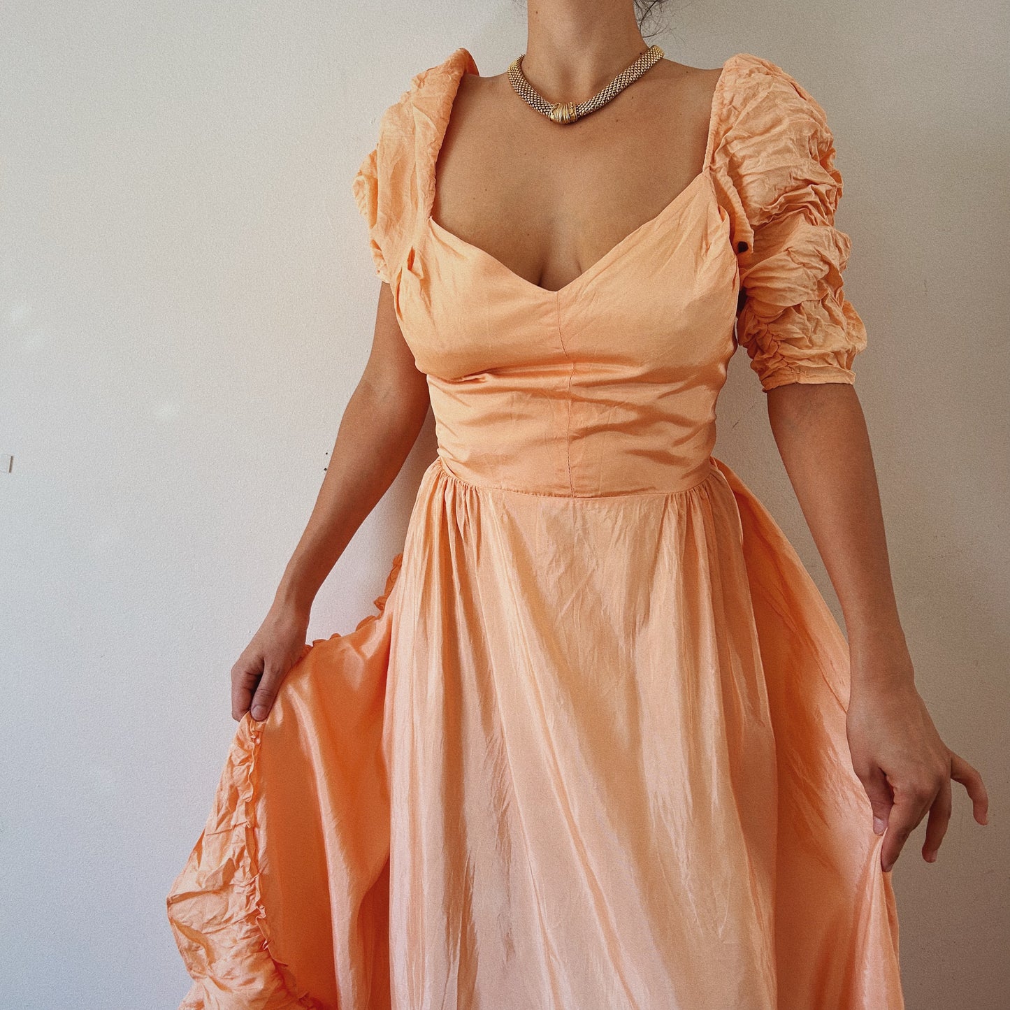 Romantic ruffled Princess Coral Dress