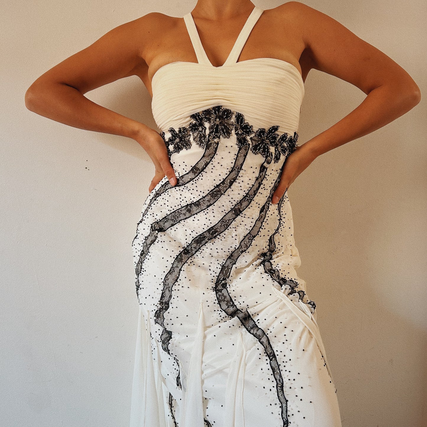 Stunning White Embellished Beaded Gown