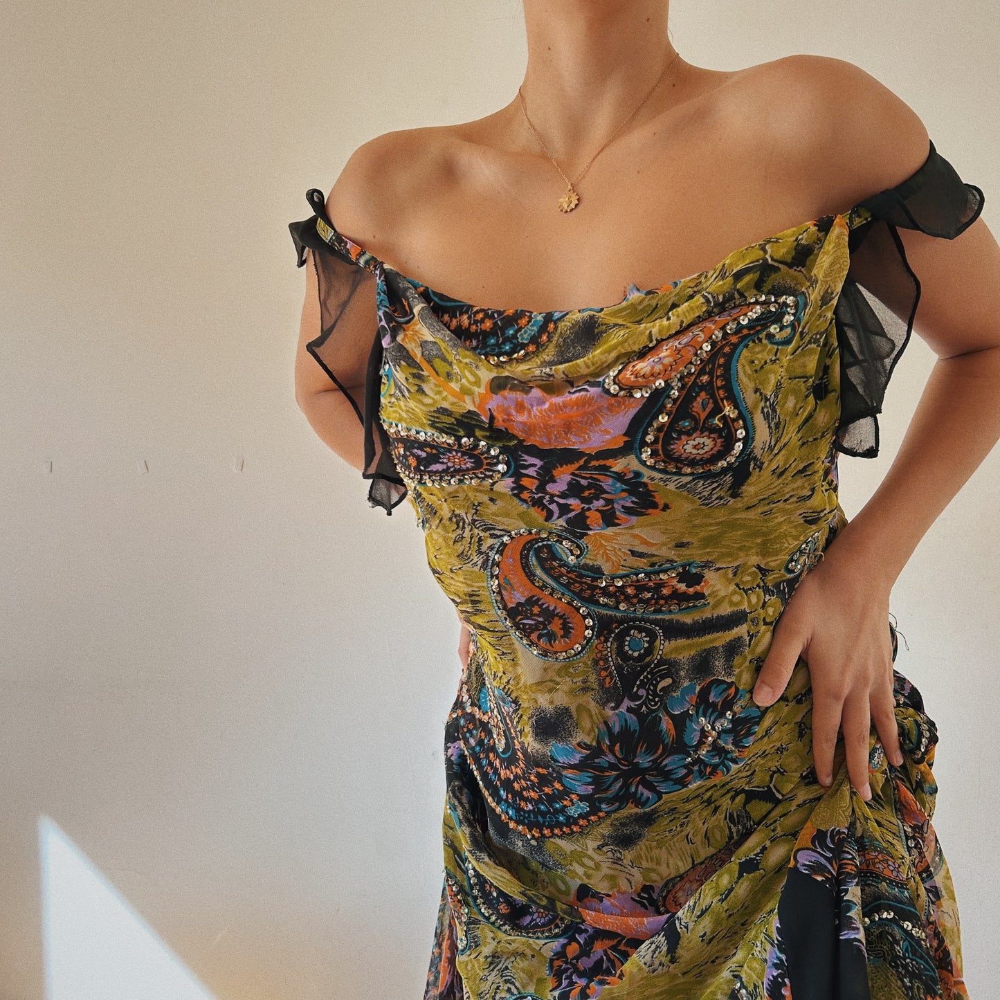 Paisley Moss Green Fairy Embellished Dress
