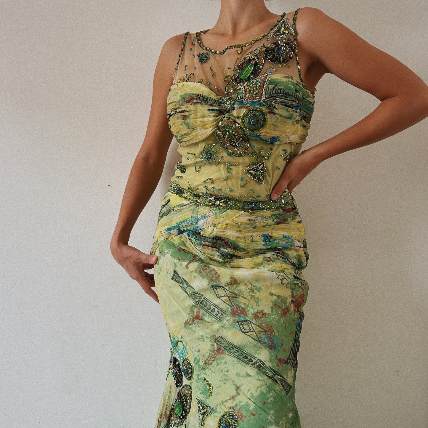 Incredible Beaded Green Gown