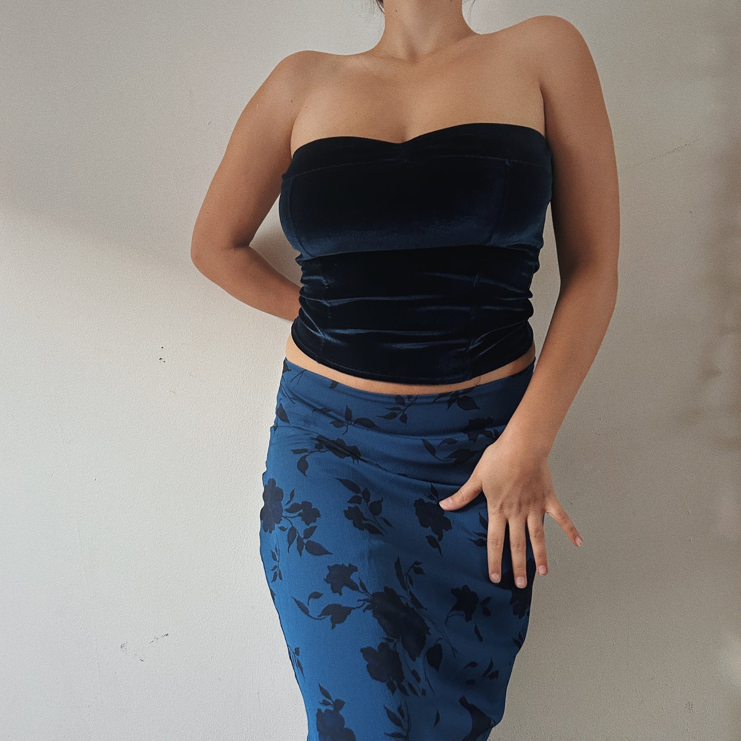 Velvet tube corset top
