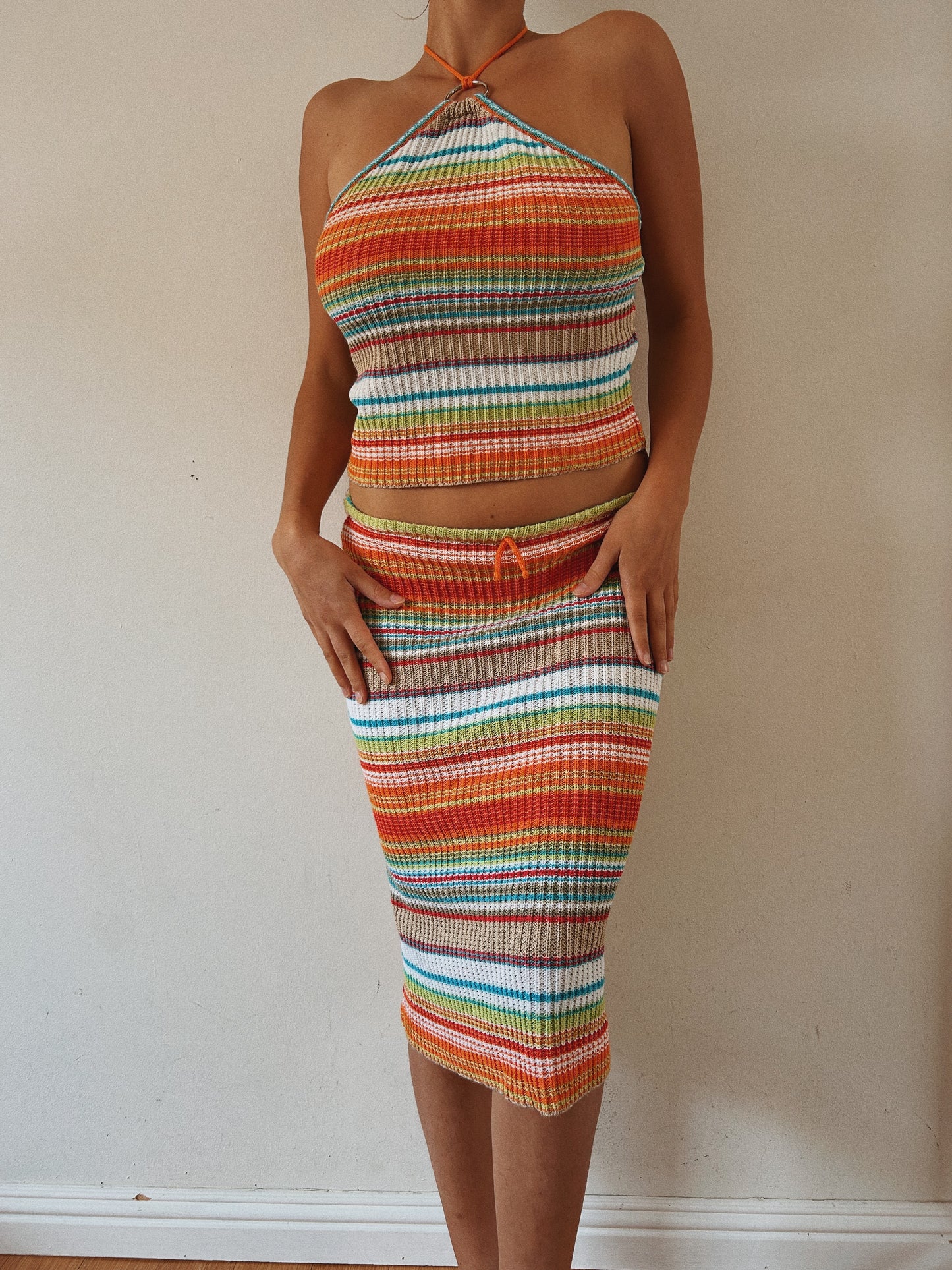 Colorful Stripped Knitted Italian Set