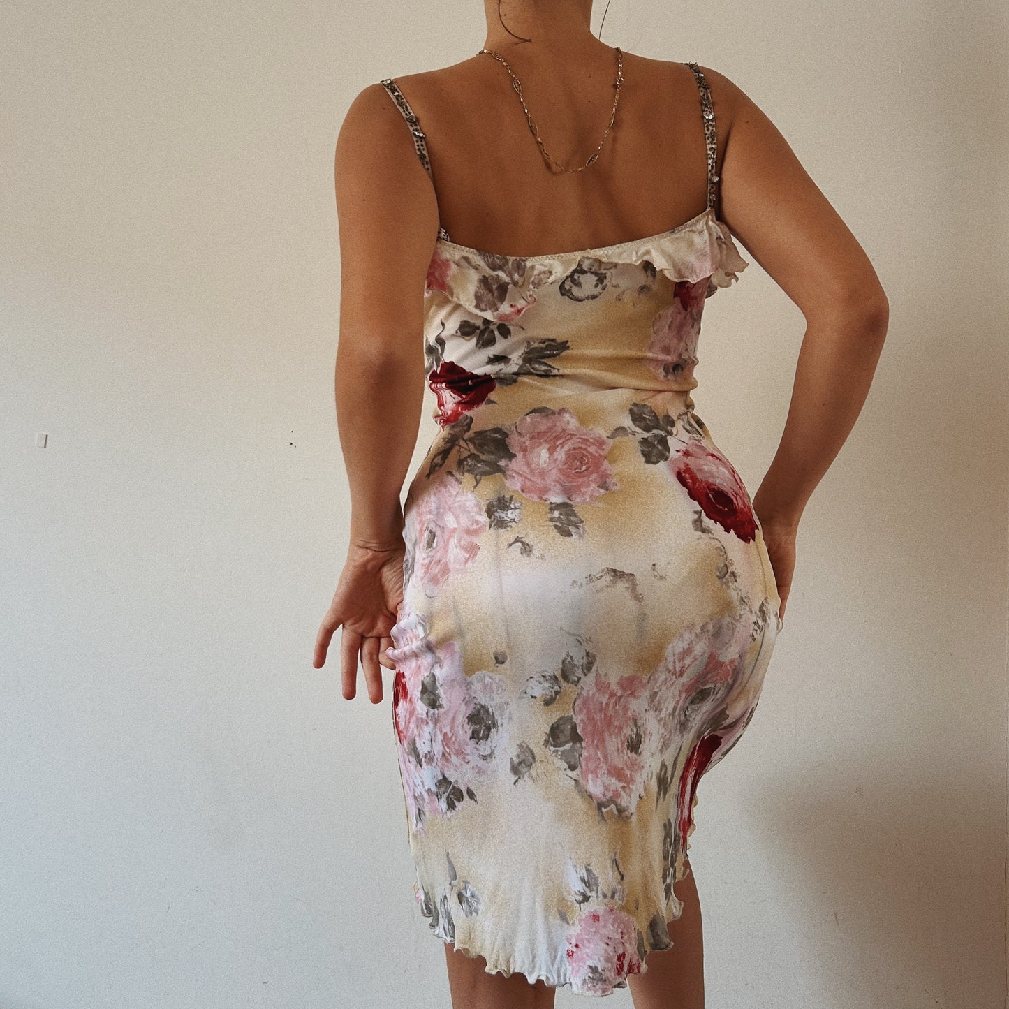 Italian Designer Silky Romantic Floral Dress
