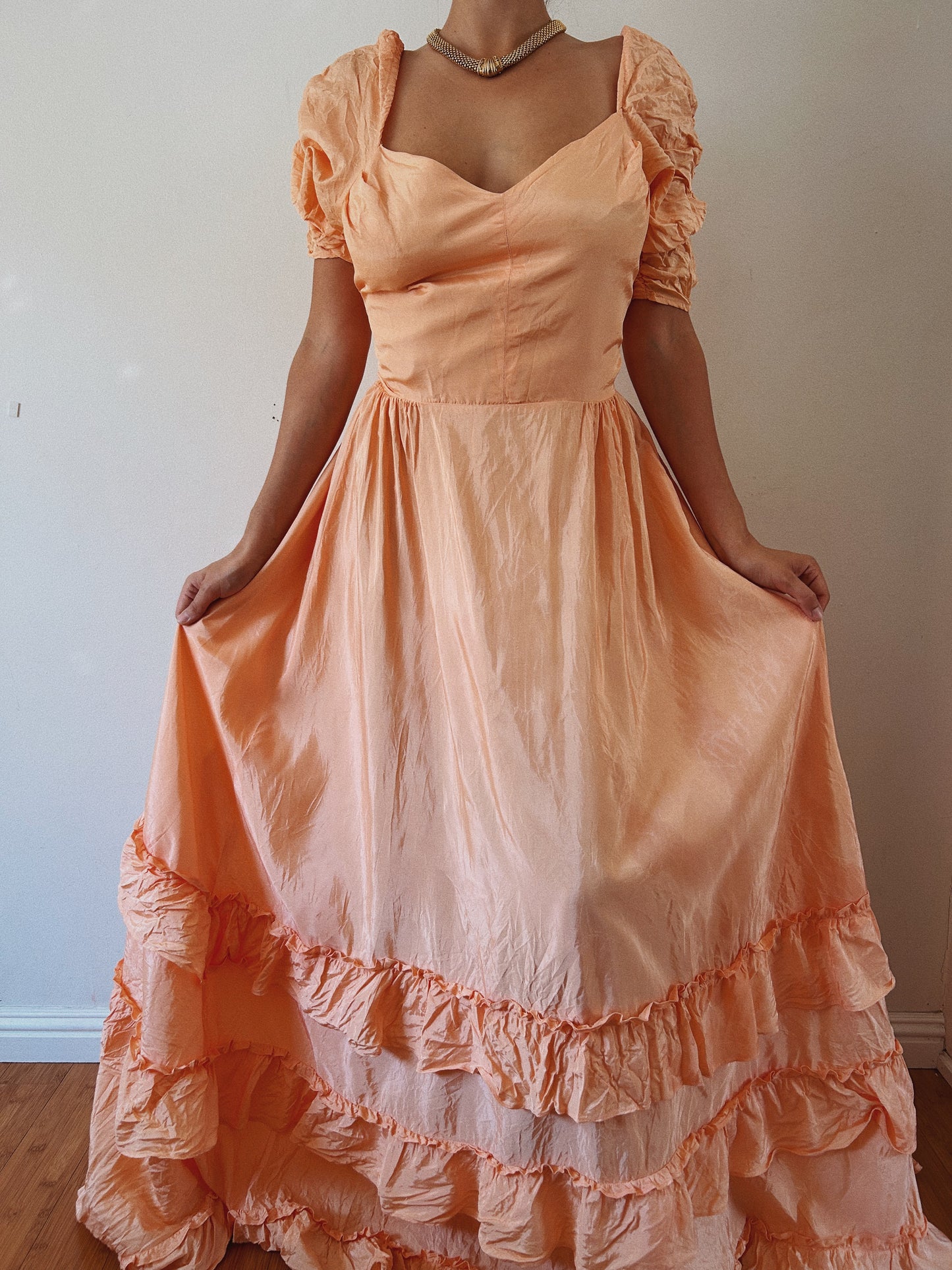 Romantic ruffled Princess Coral Dress