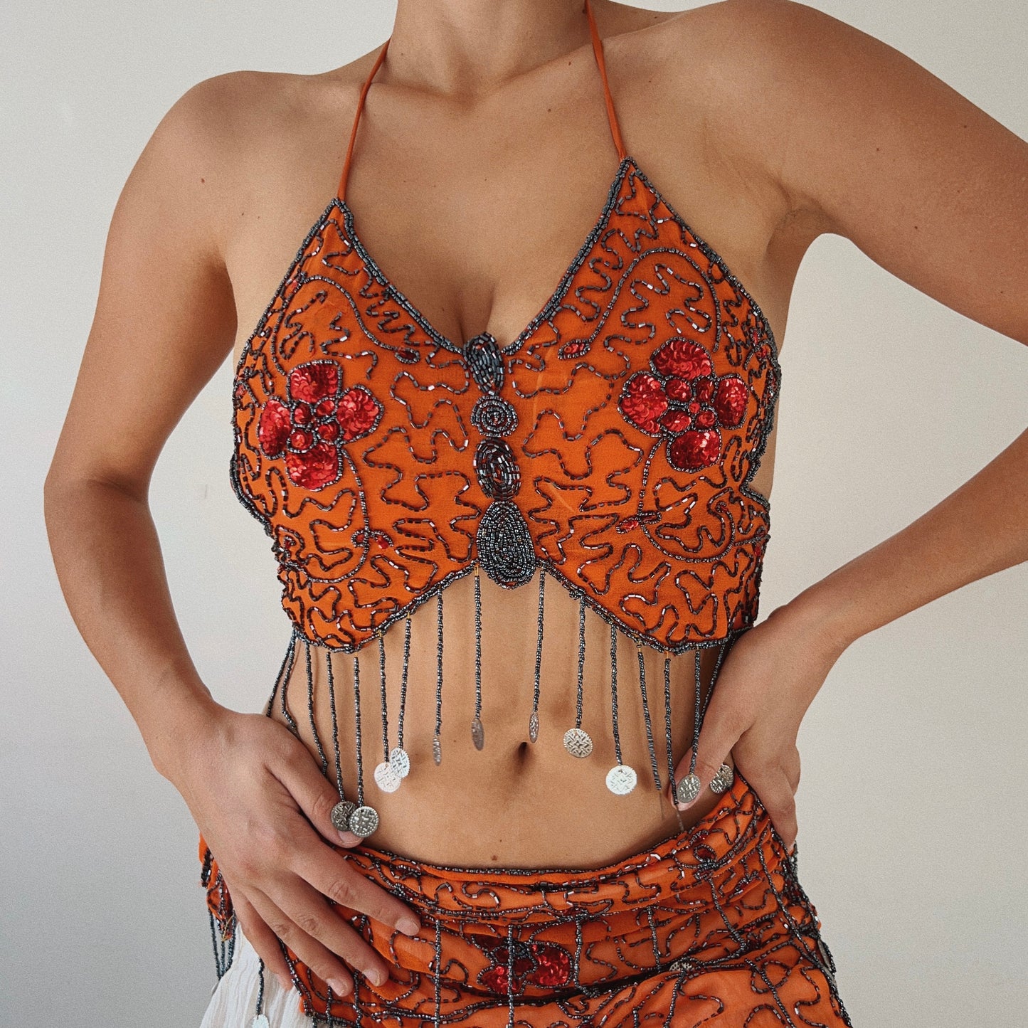 Butterfly Orange Beaded