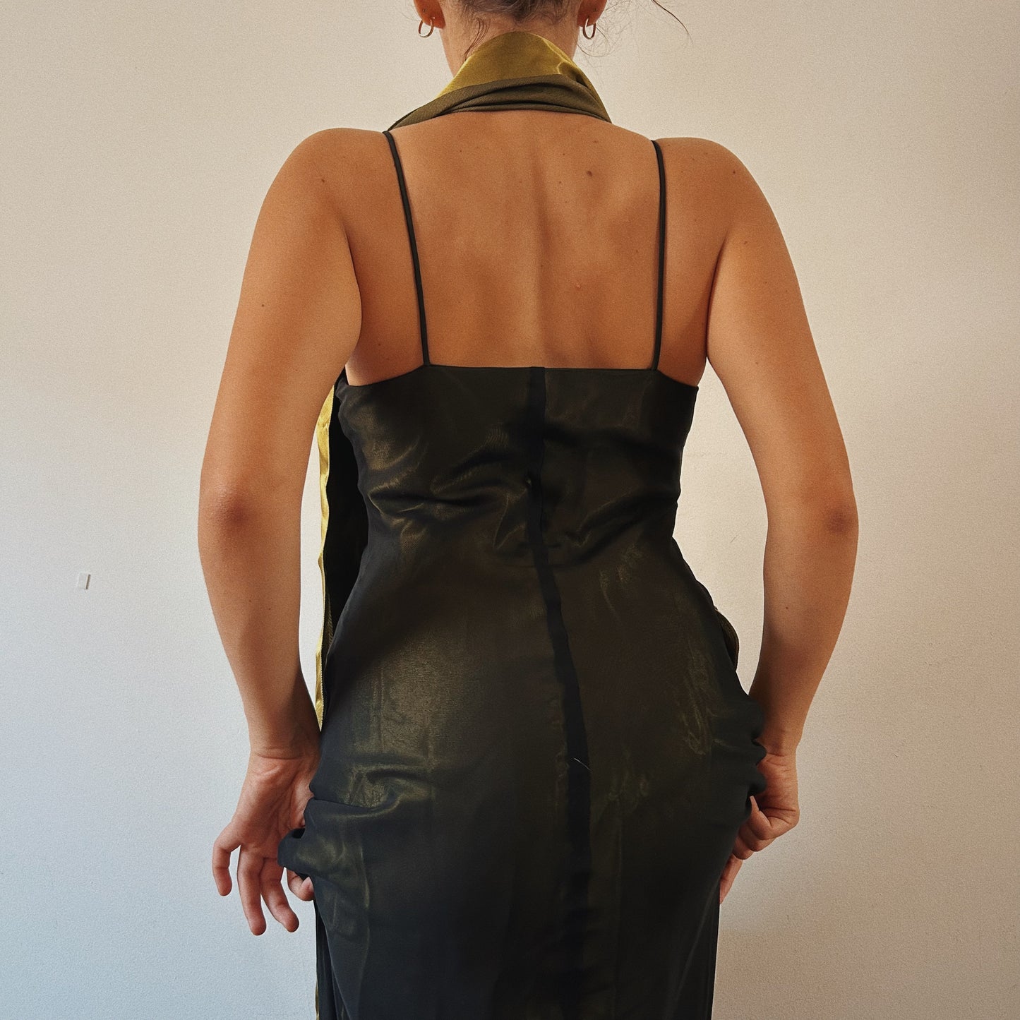 Ruffled Mesh Green Gown