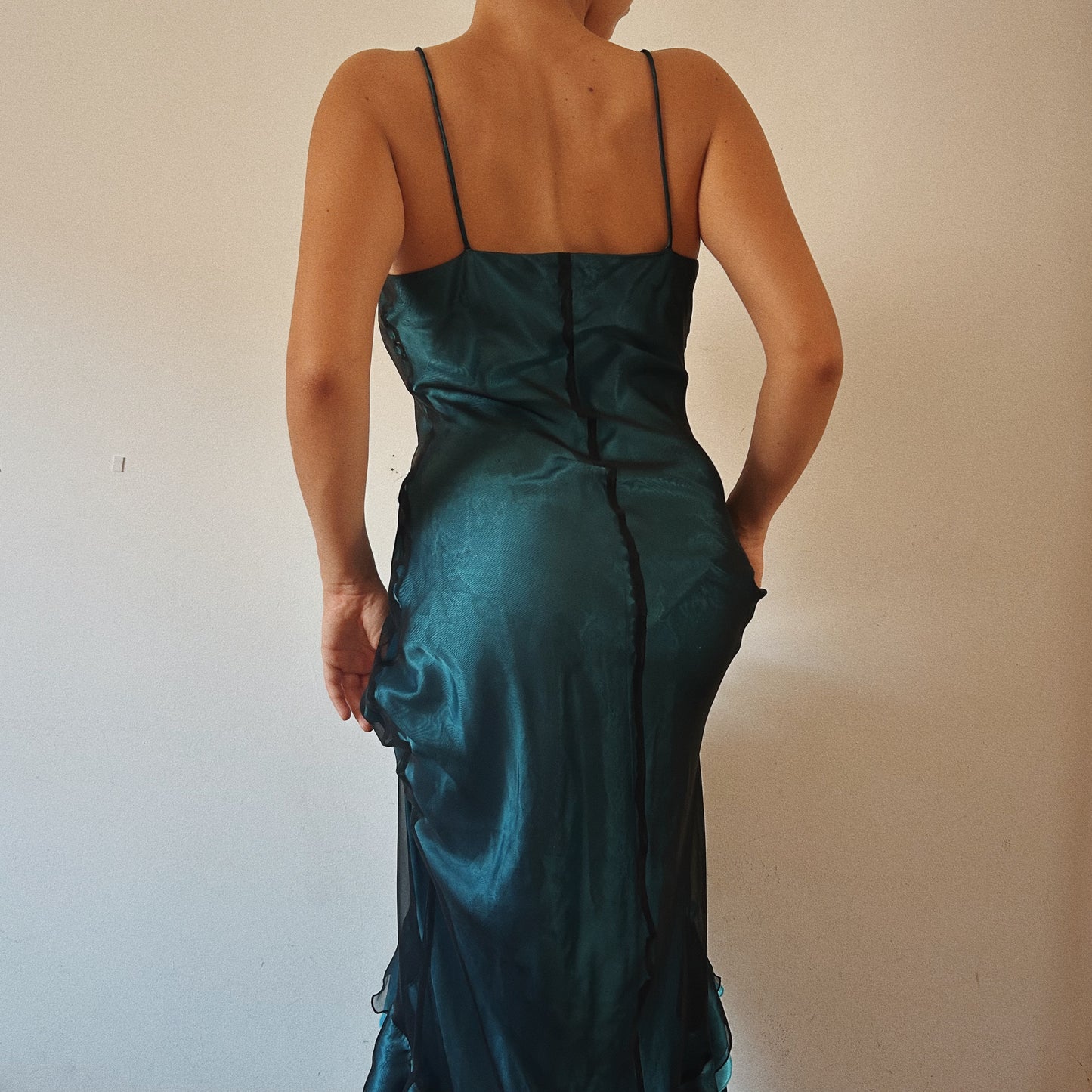 Ruffled Mesh Blue Gown