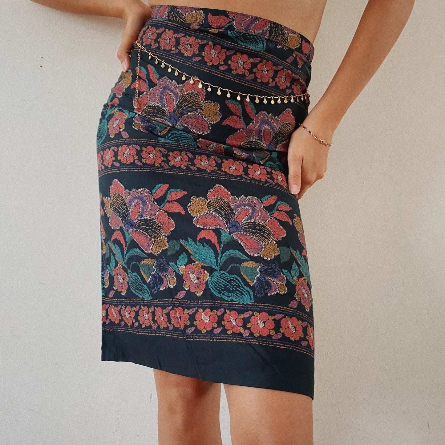Floral Fall Midi Skirt